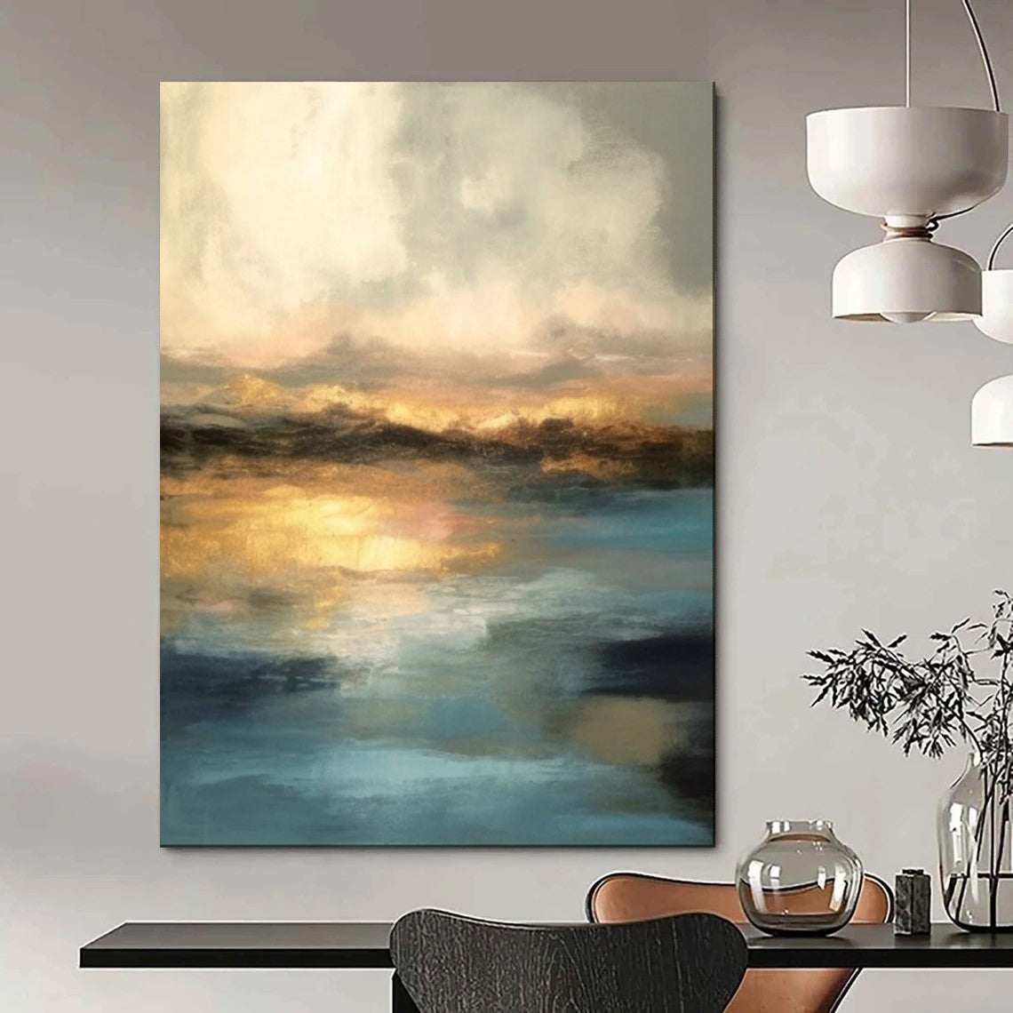 sunset gold abstract painting design 5